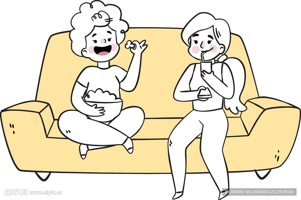 沙发上的欢乐姐妹时光