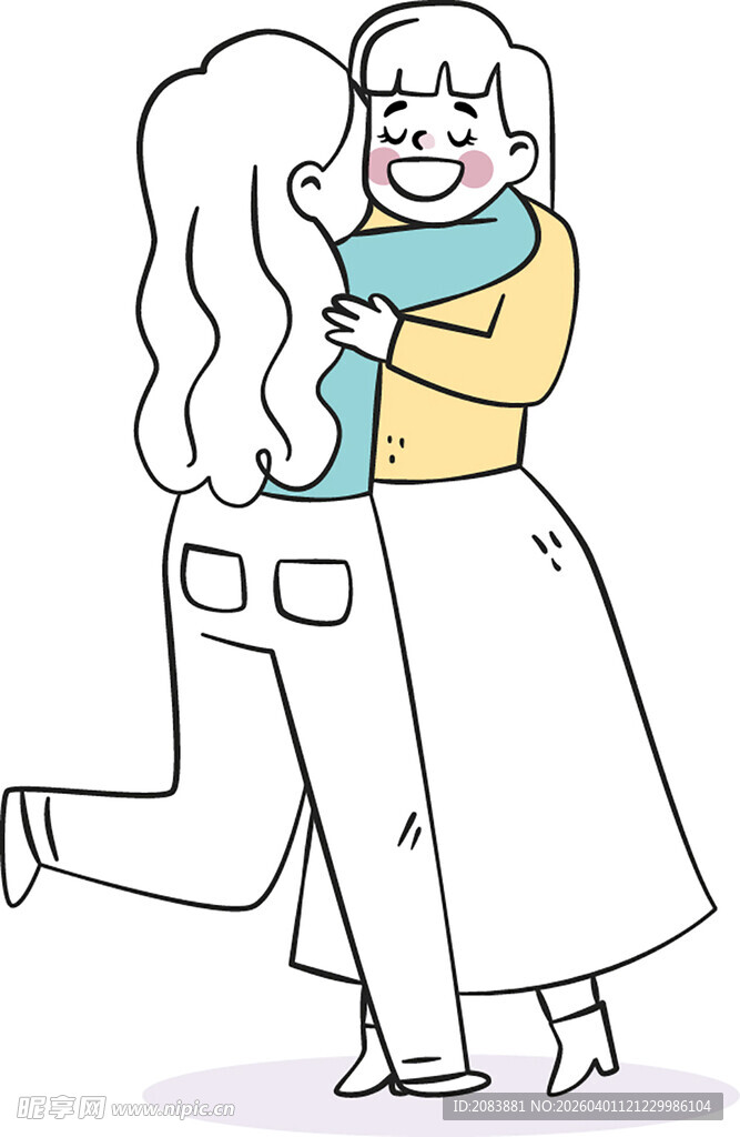 女生温馨拥抱瞬间