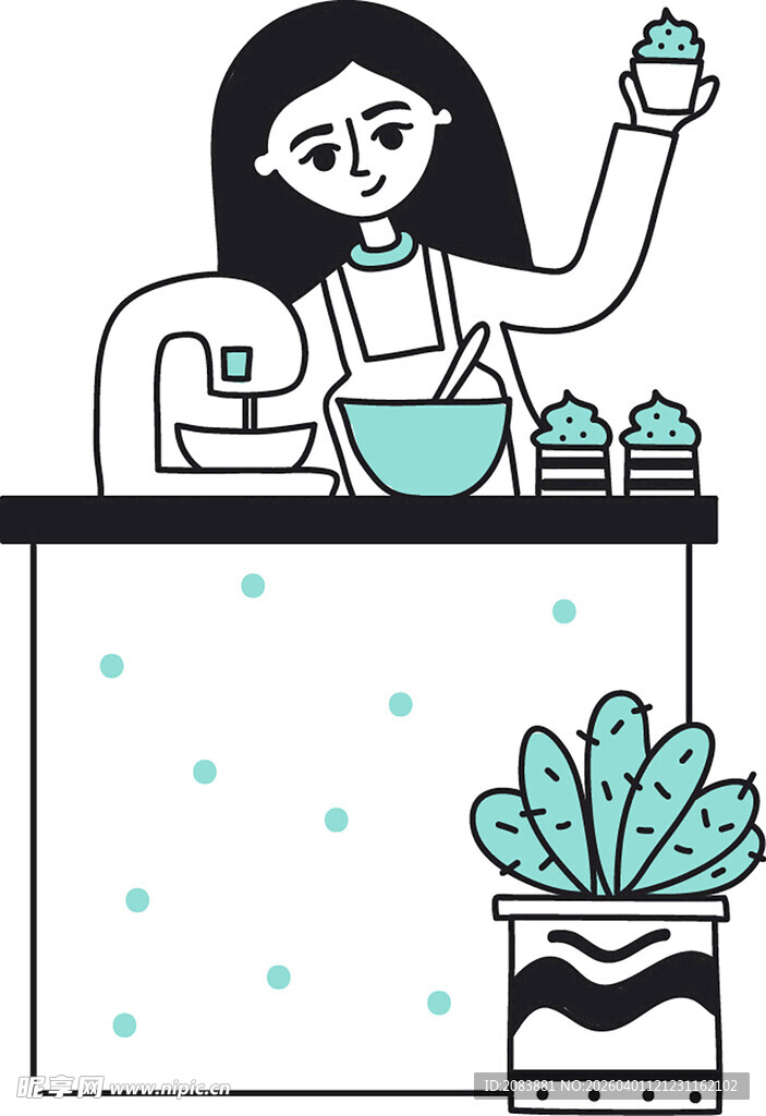 女子快乐烘焙手持甜点