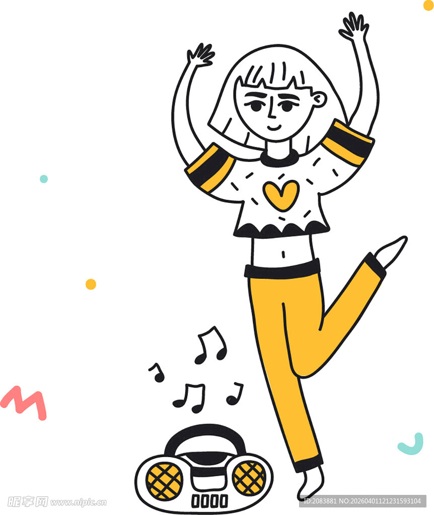 跳舞的卡通人物活力满满