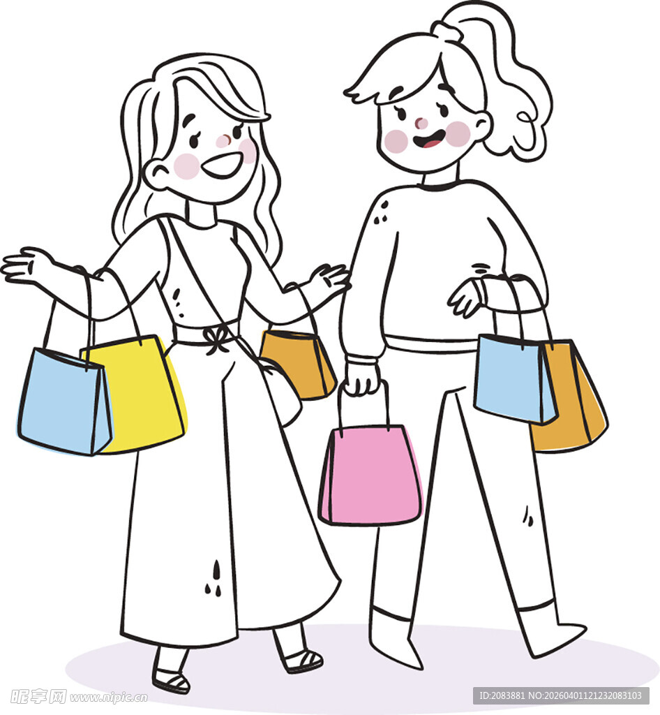 两位女士开心购物瞬间