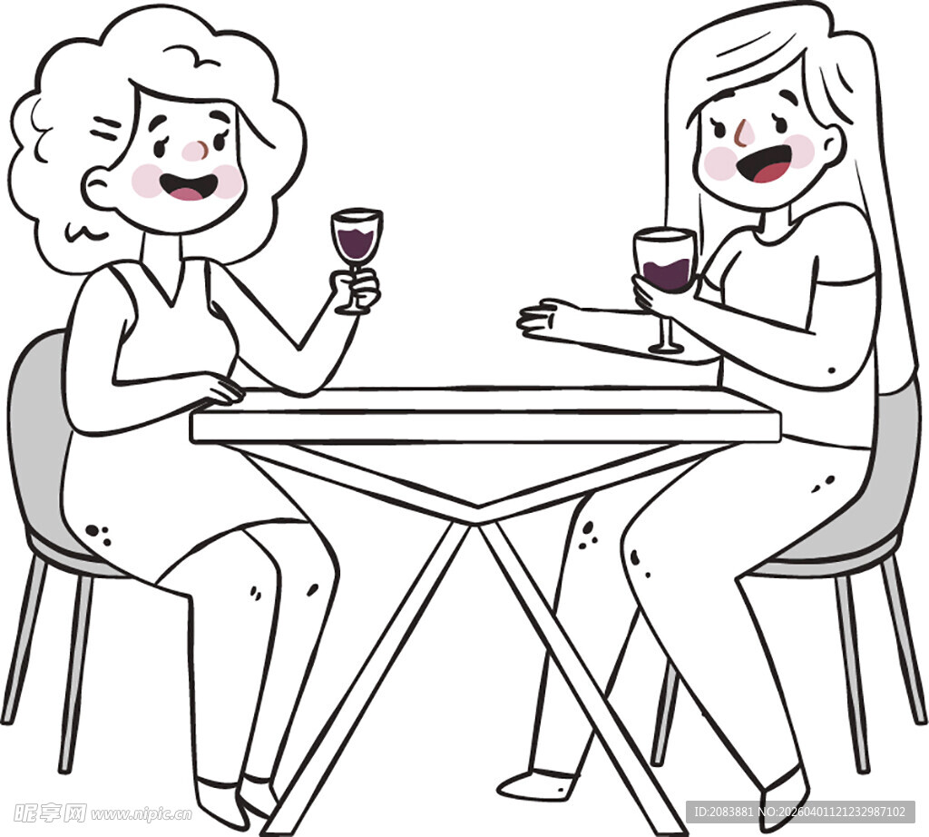 两位女士桌边举杯共饮