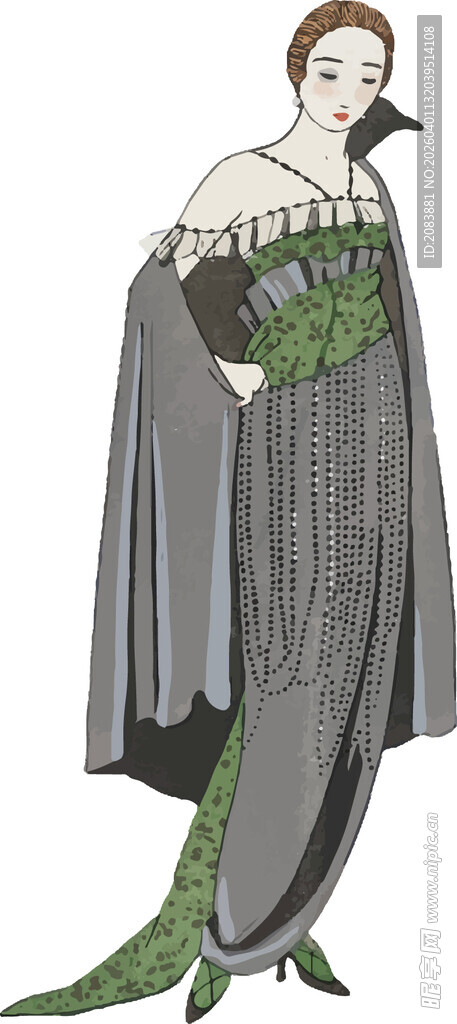 复古风格女士华丽服饰设计