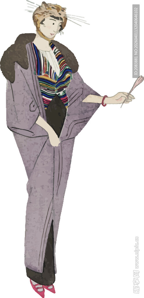 身着复古服装的优雅女性