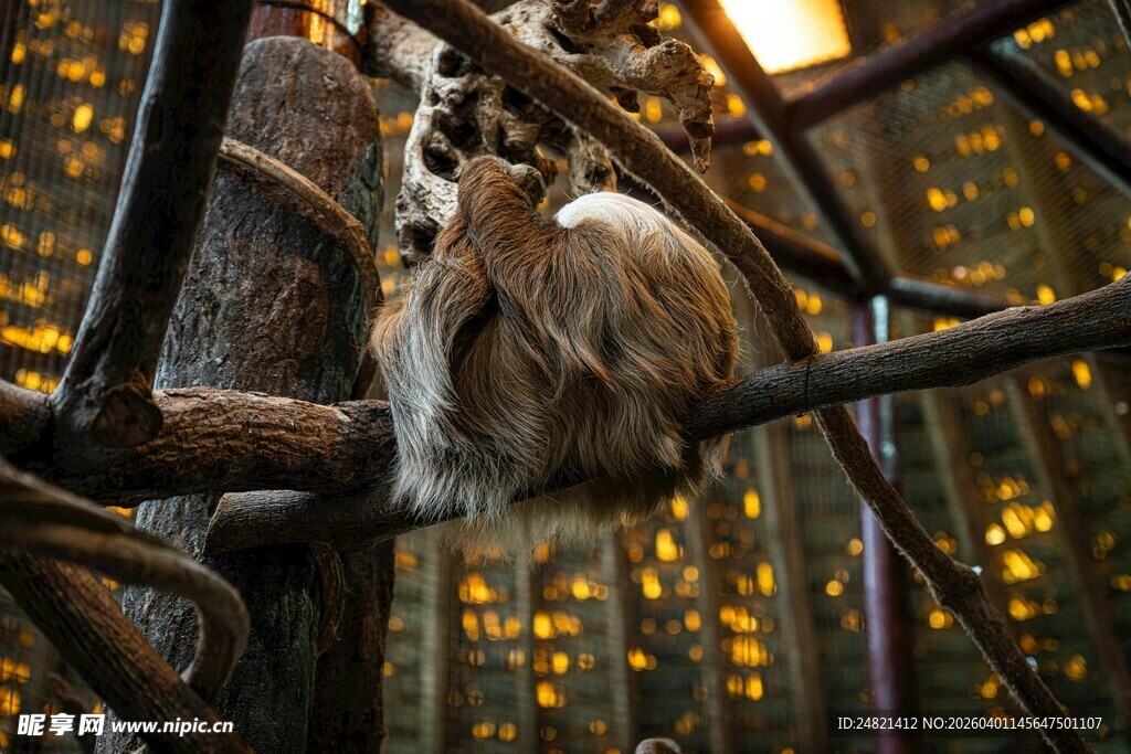 狐猴栖息于交错树枝间