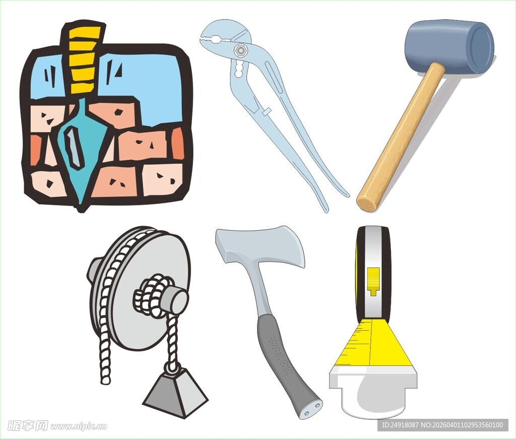 多样建筑施工工具展示