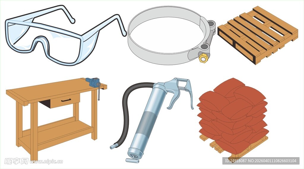 木工工具与材料组合
