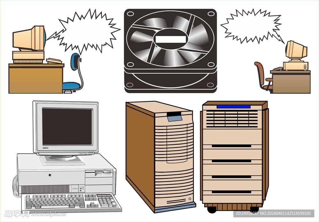 复古电脑硬件设备展示