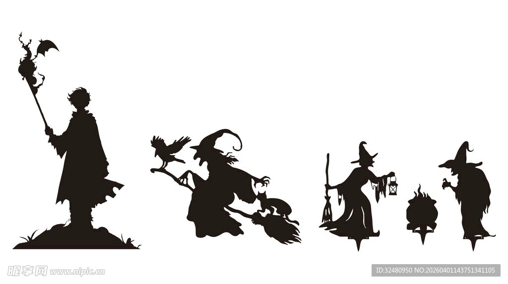 万圣节角色剪影集合