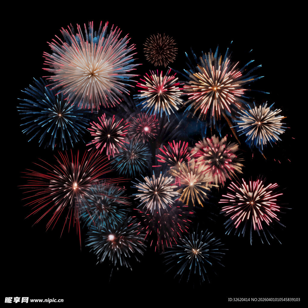 绚丽烟花绽放夜空