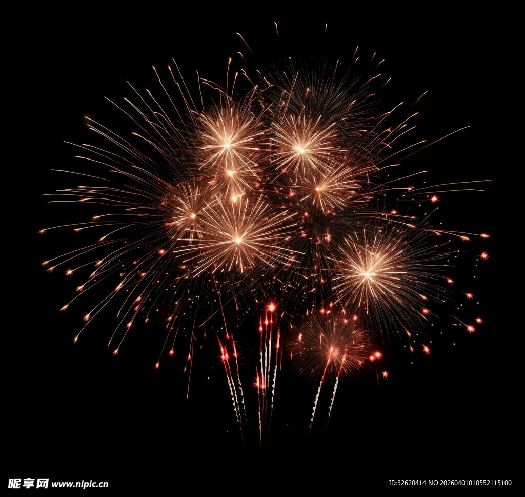 夜空中绚烂的烟花绽放