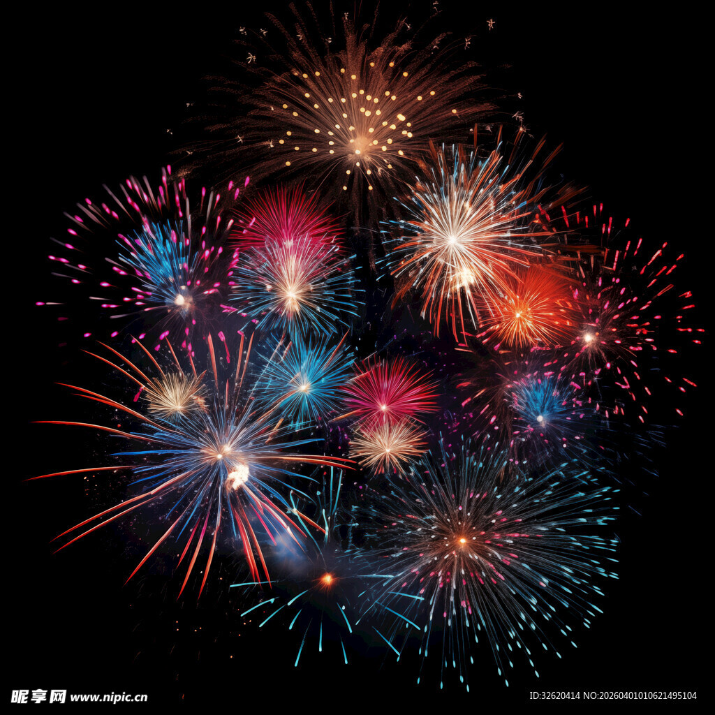 绚丽烟花绽放夜空