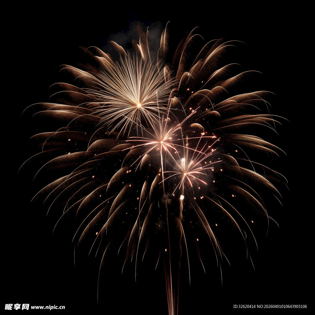 夜空中绚烂绽放的烟花