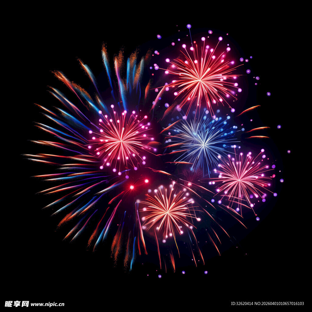 绚丽烟花绽放夜空