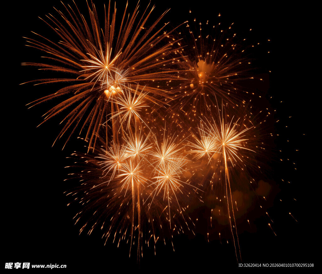 夜空中绚烂的烟花绽放