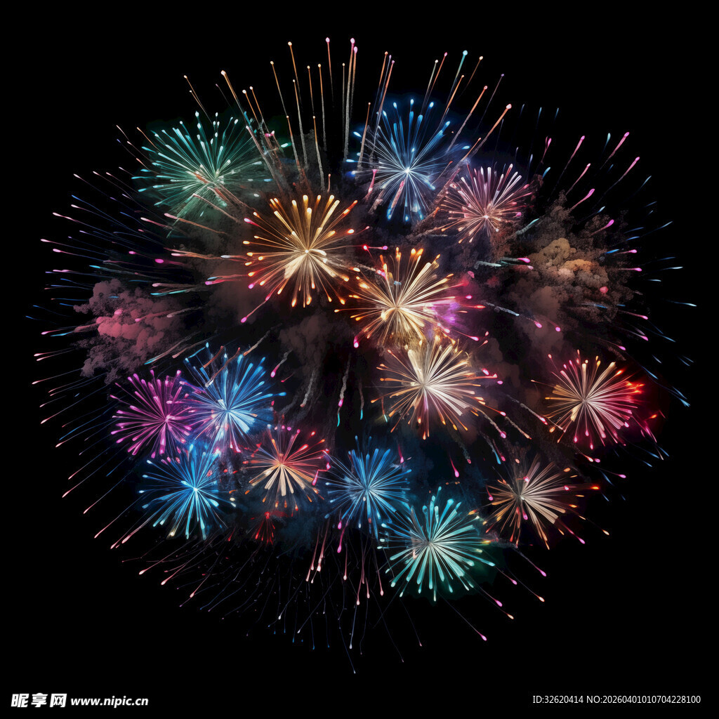 绚丽烟花绽放夜空