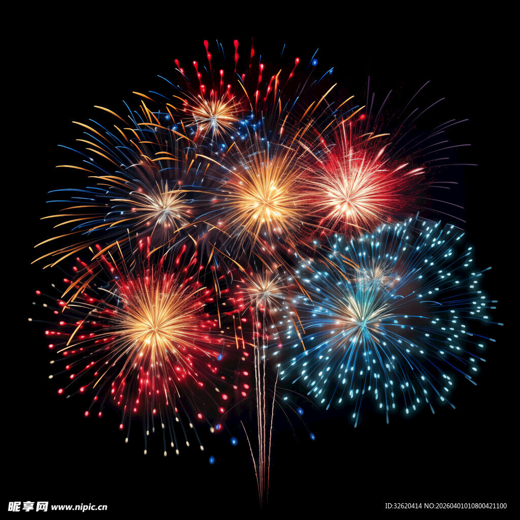 绚丽烟花绽放夜空