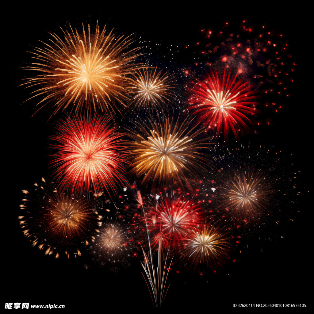 绚丽烟花绽放夜空