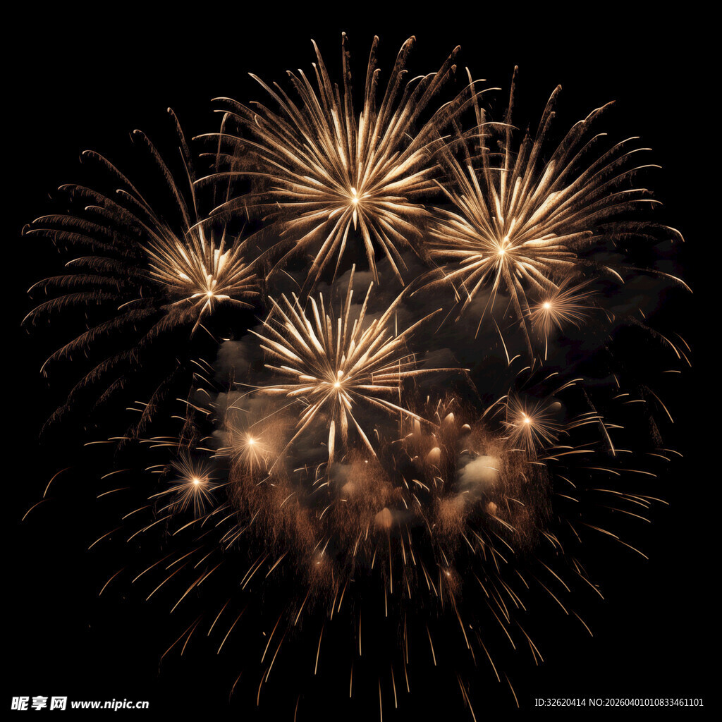 夜空中绚烂的金色烟花