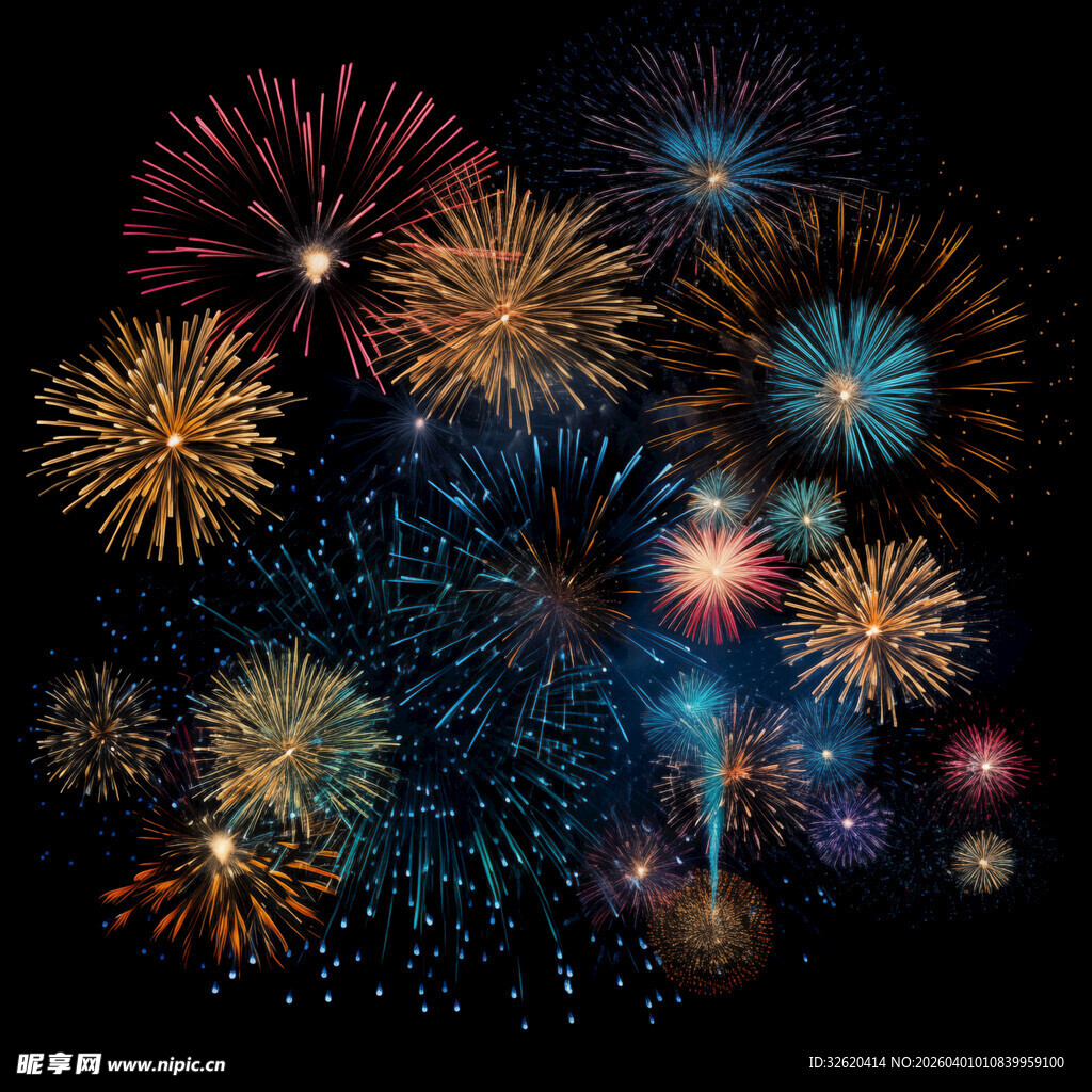 绚丽烟花绽放夜空