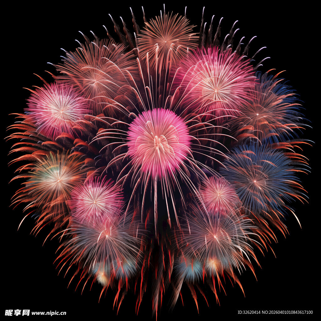 绚丽绽放的多彩烟花