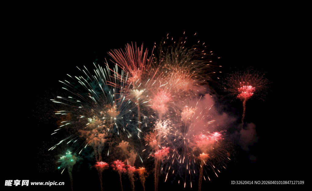 绚丽烟花绽放夜空