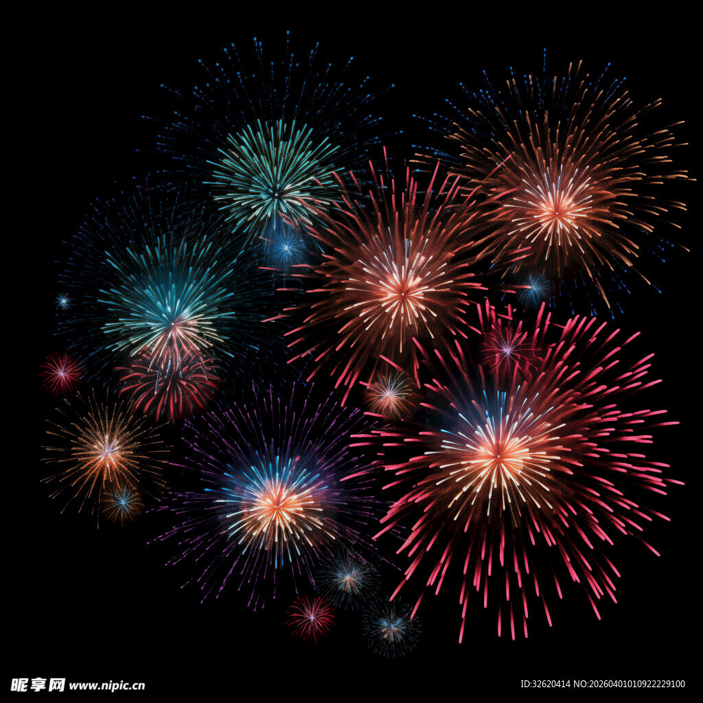 夜空中绚烂的烟花绽放