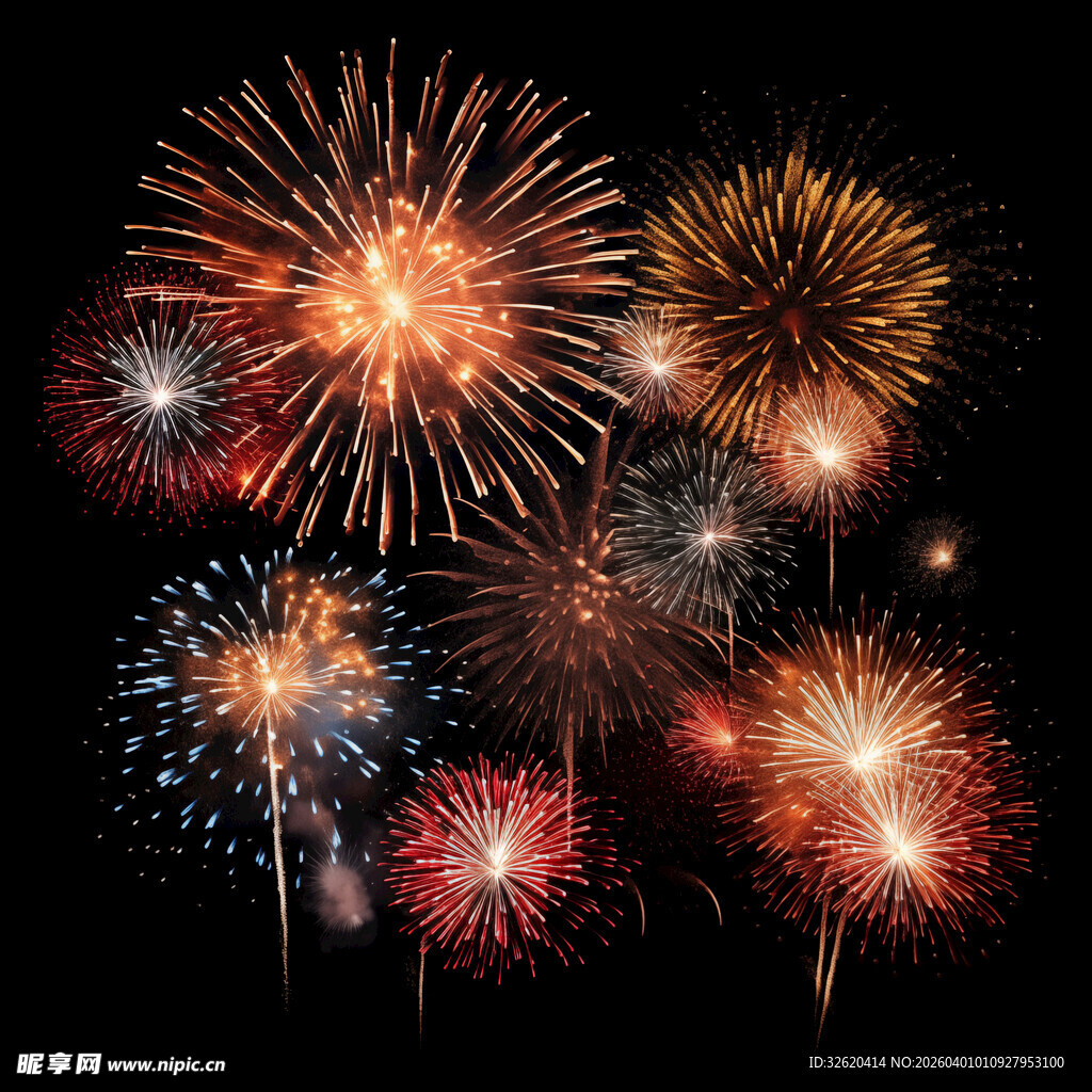 绚丽烟花绽放夜空