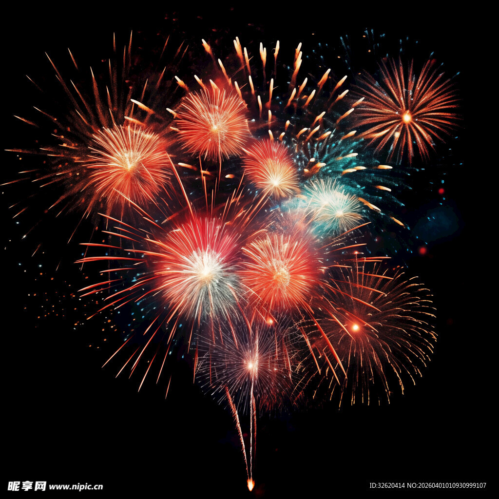 绚丽烟花绽放夜空