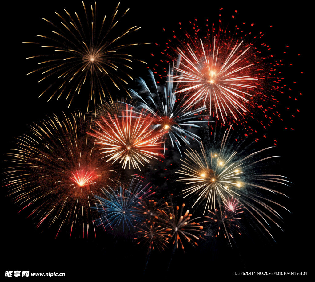 绚丽烟花绽放夜空