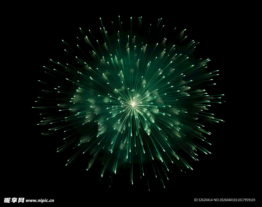 绿色烟花绽放夜空