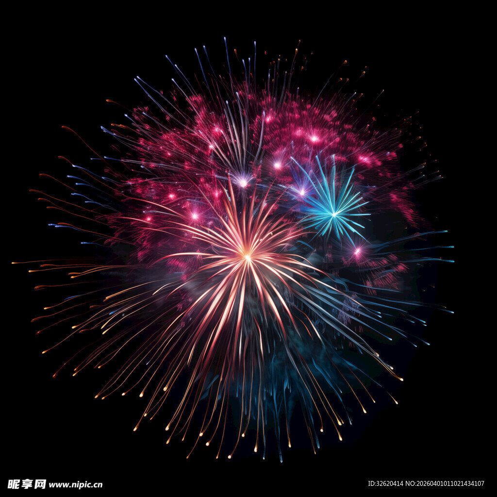 绚丽烟花绽放夜空