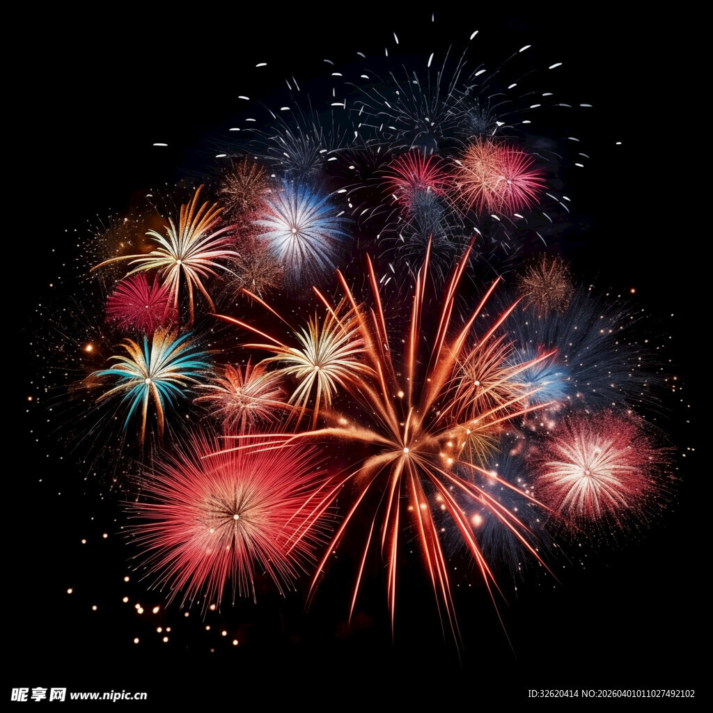 绚丽烟花绽放夜空