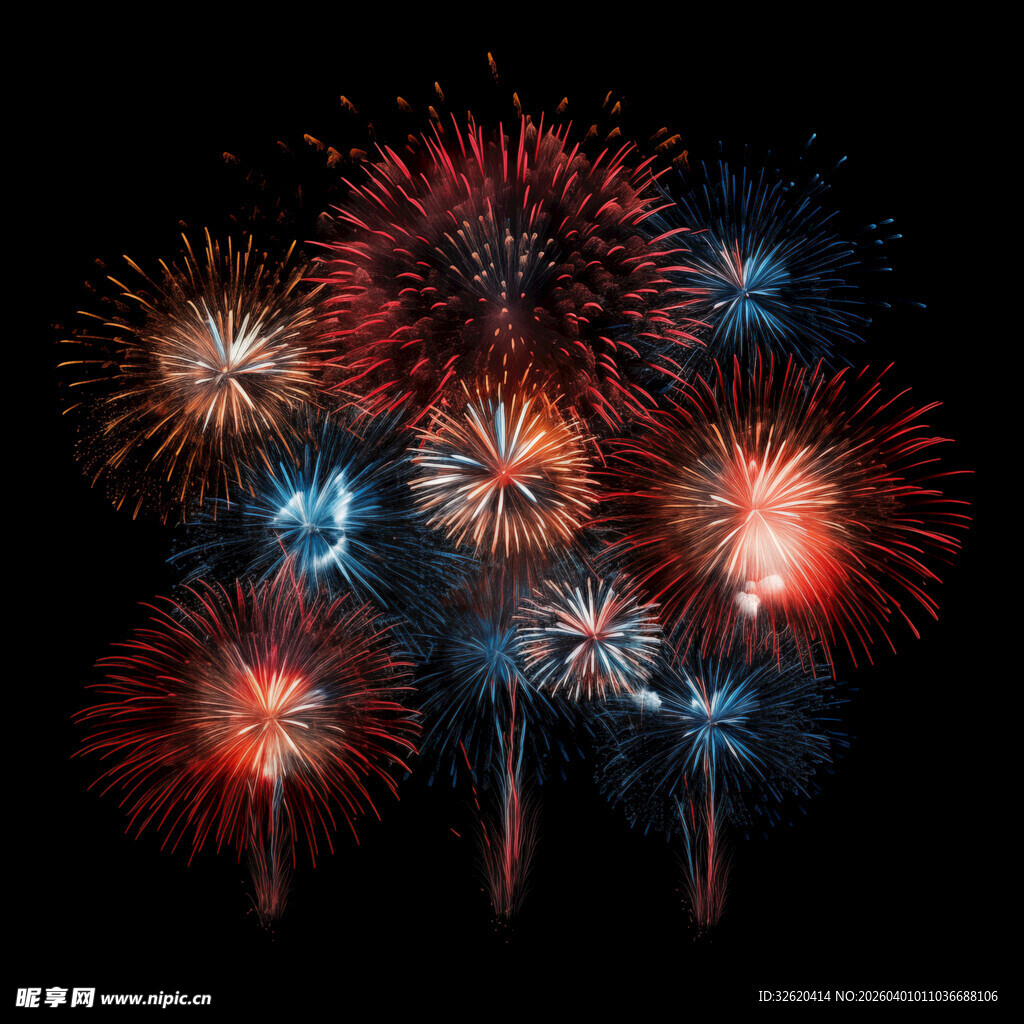 绚丽烟花绽放夜空