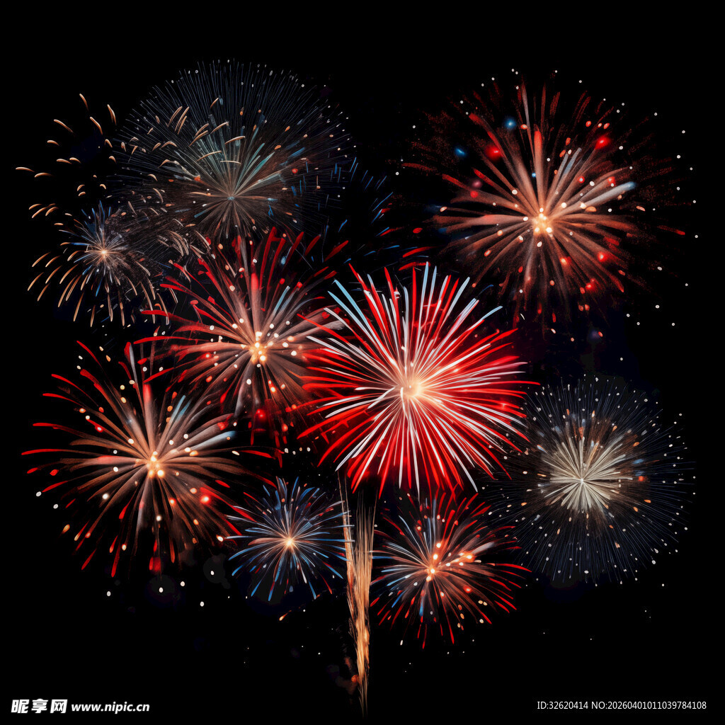 绚丽烟花绽放夜空