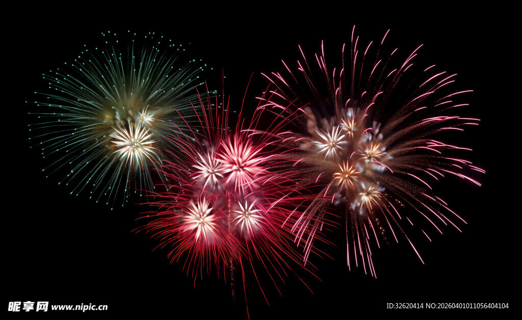 夜空中绚烂的烟花绽放