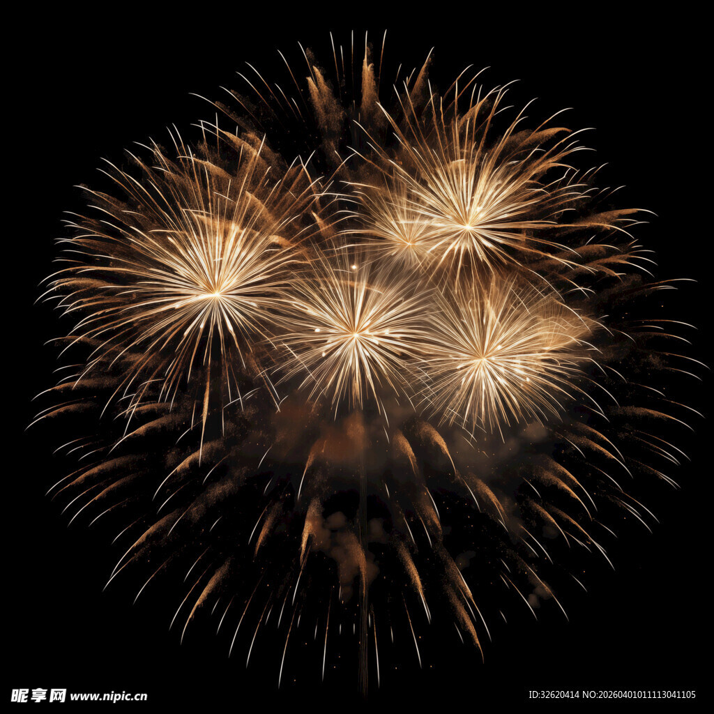 夜空中绚烂的金色烟花