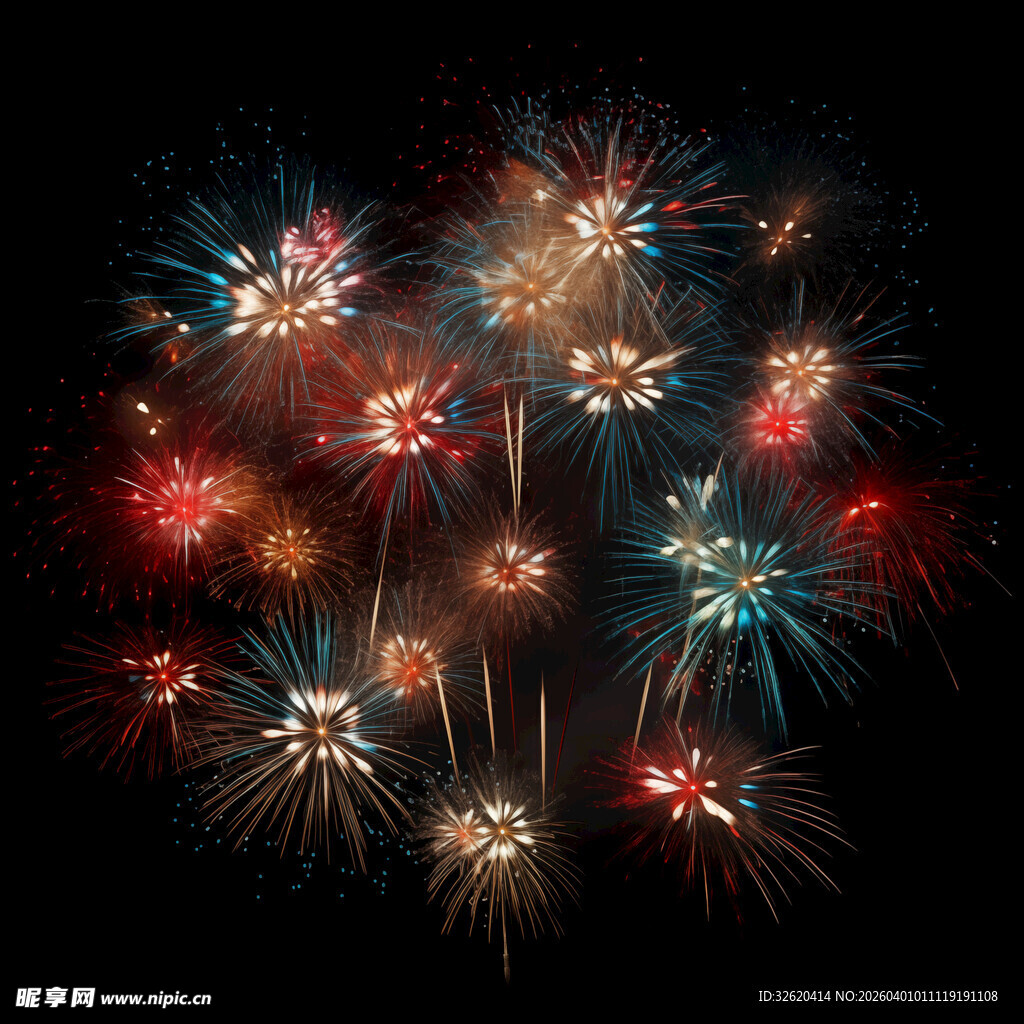 绚丽烟花绽放夜空