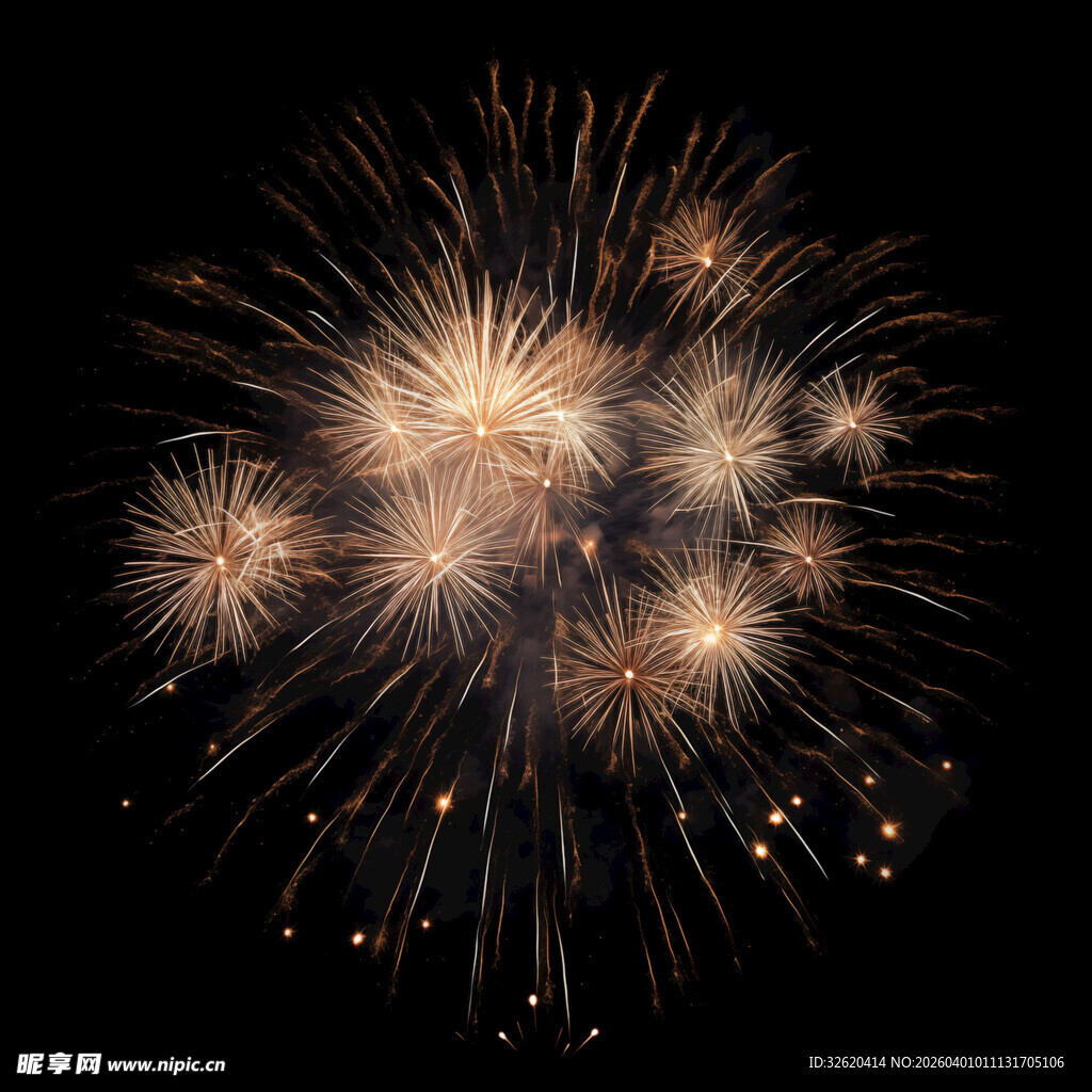 夜空中绚烂的金色烟花