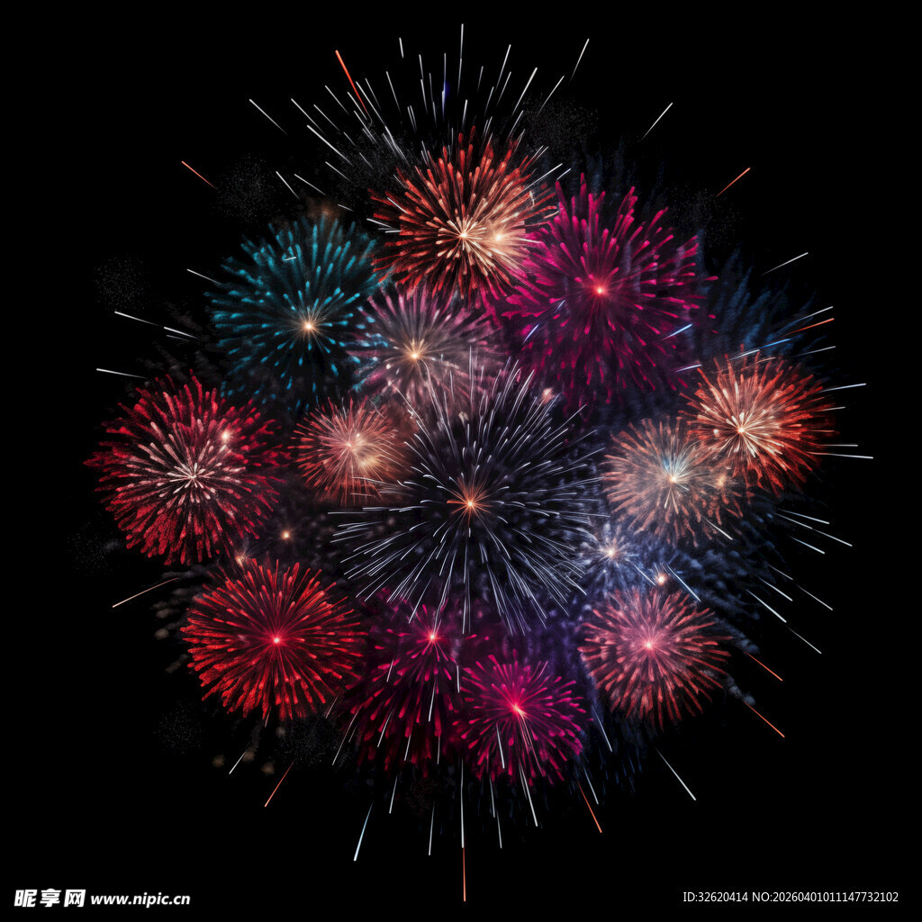 绚丽烟花绽放夜空