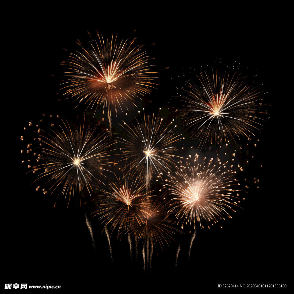 夜空中绚烂绽放的烟花