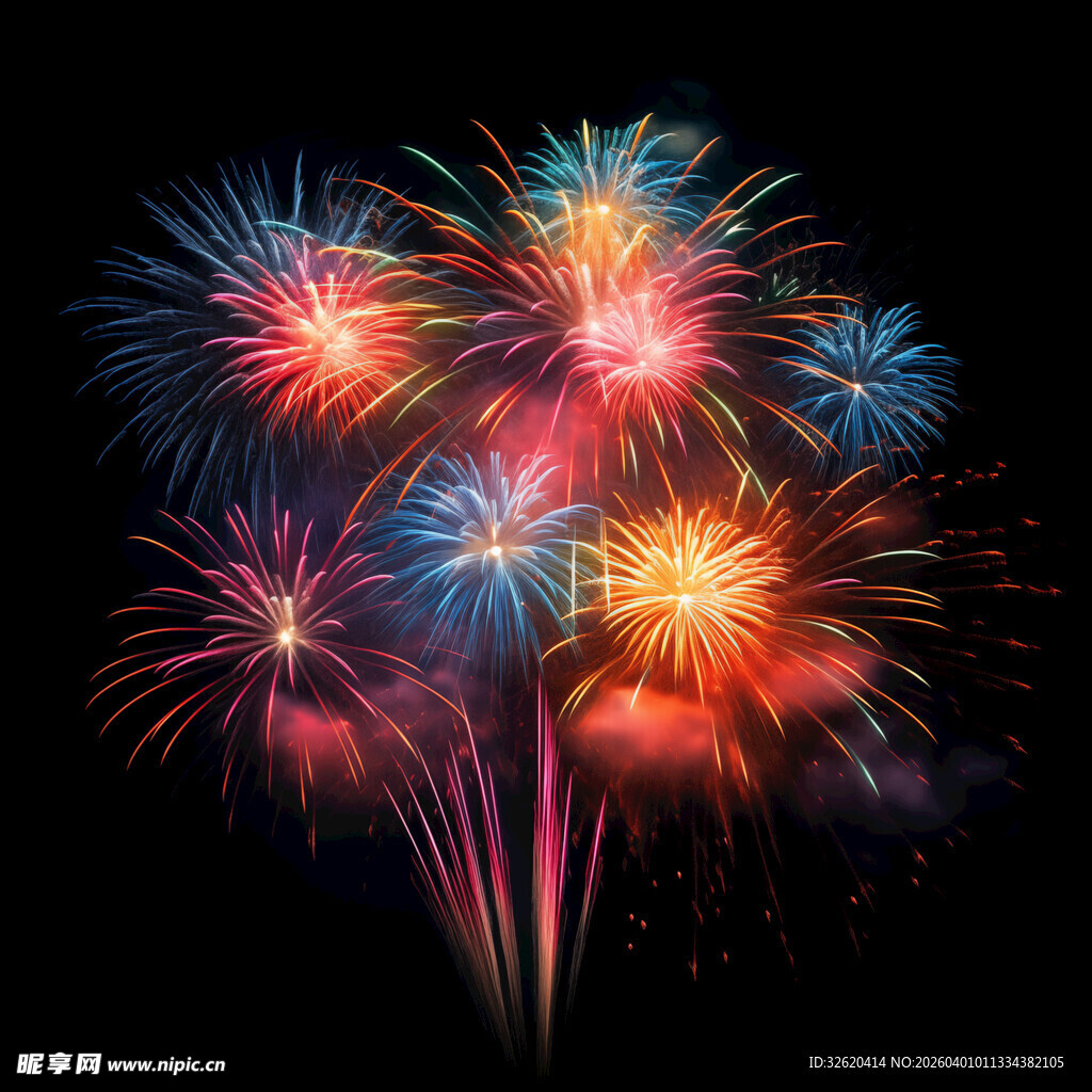 绚丽烟花绽夜空