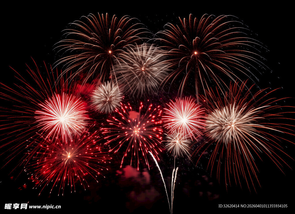 绚丽烟花绽放夜空