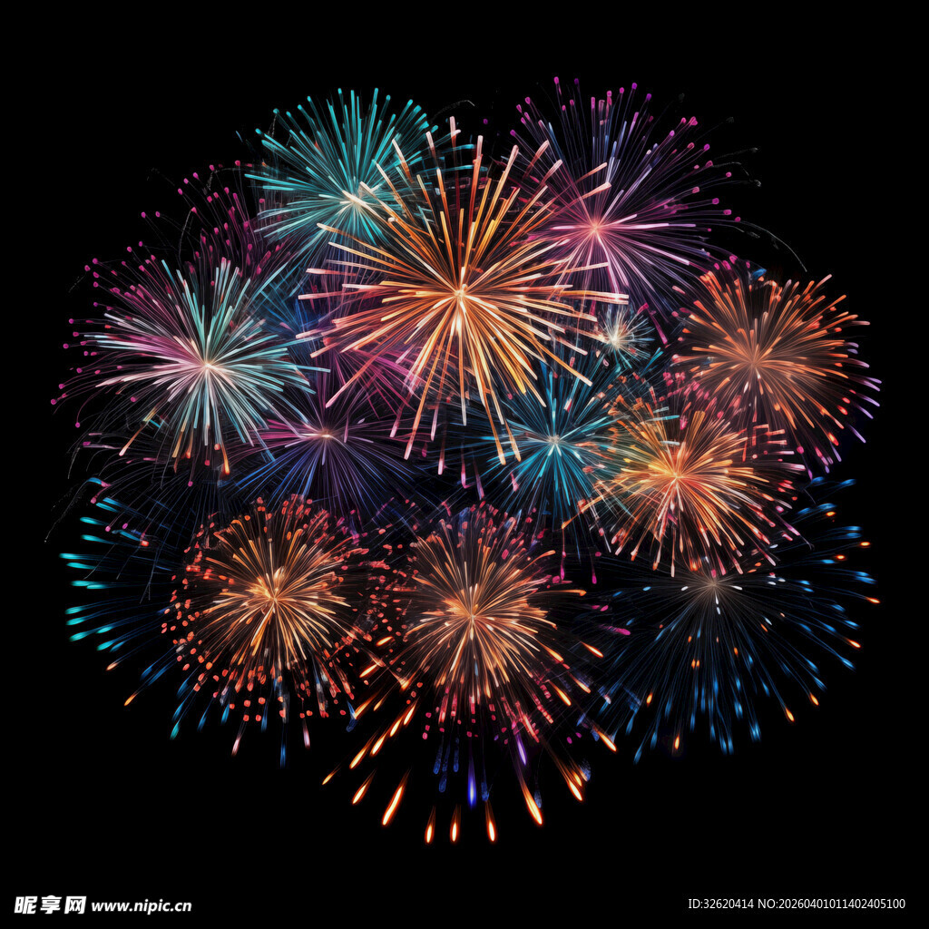 绚丽烟花绽放夜空