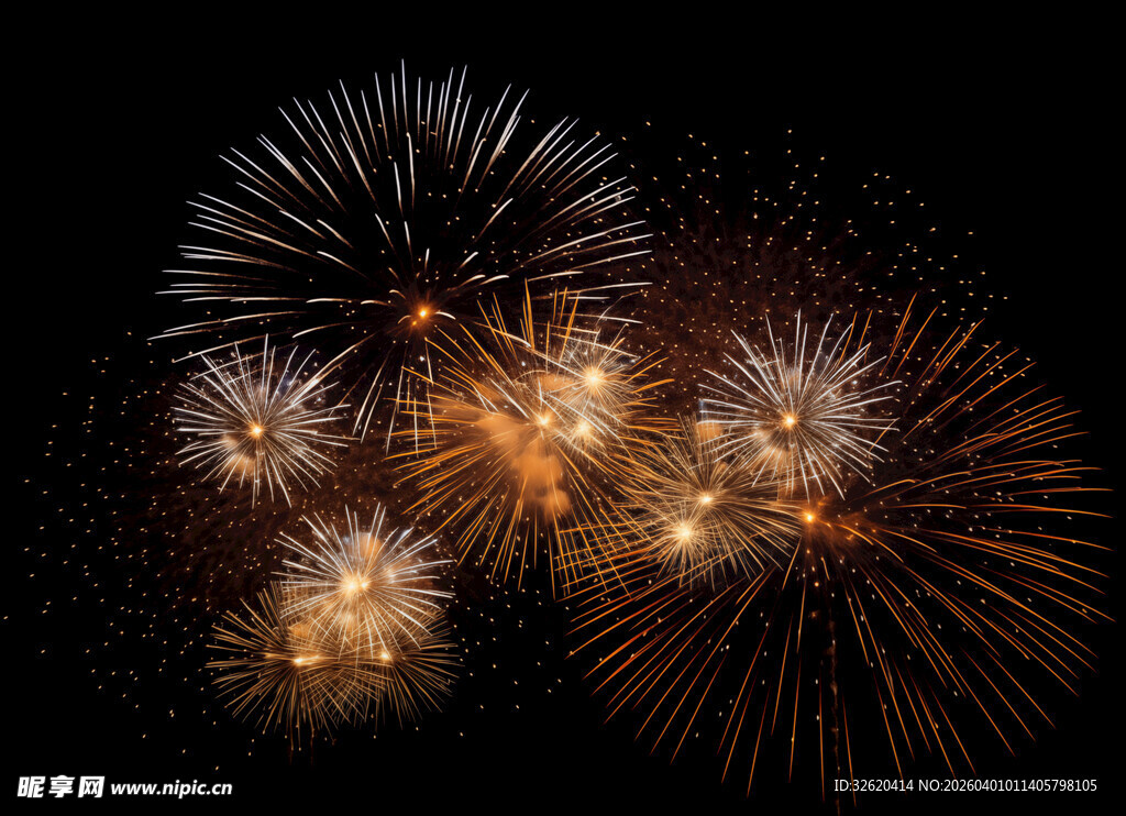 夜空中绚烂的烟花绽放