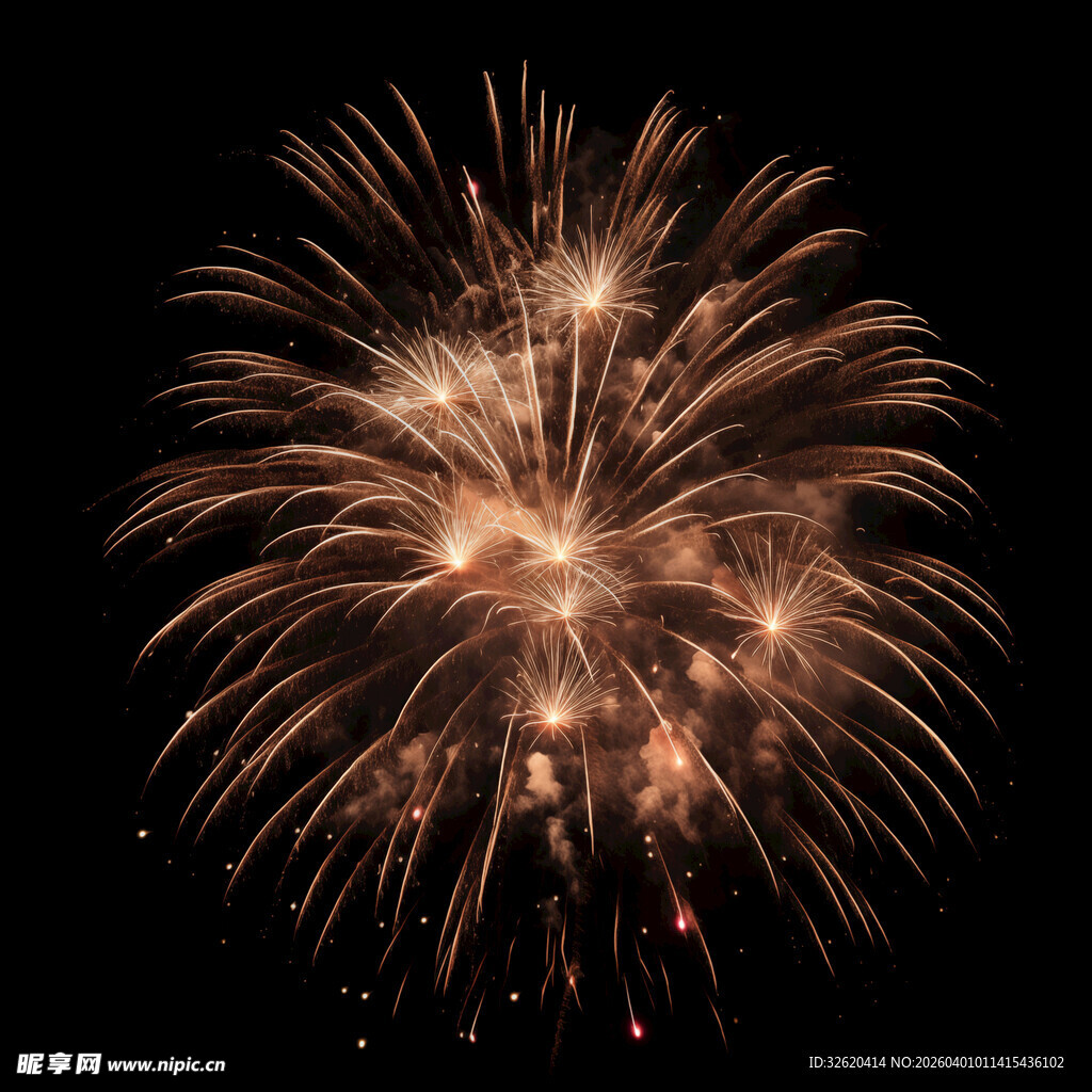 夜空中绚烂的金色烟花