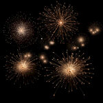 金色烟花绽放夜空