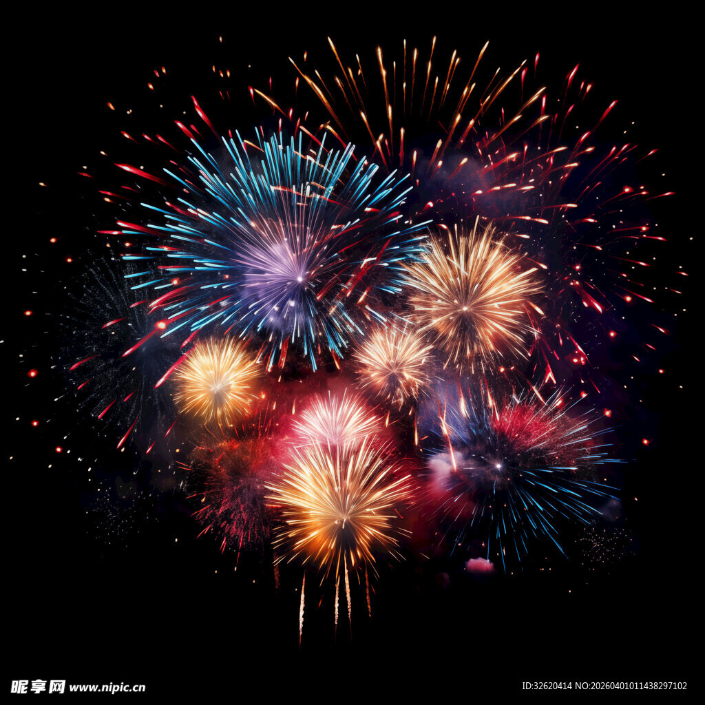 绚丽烟花绽放夜空