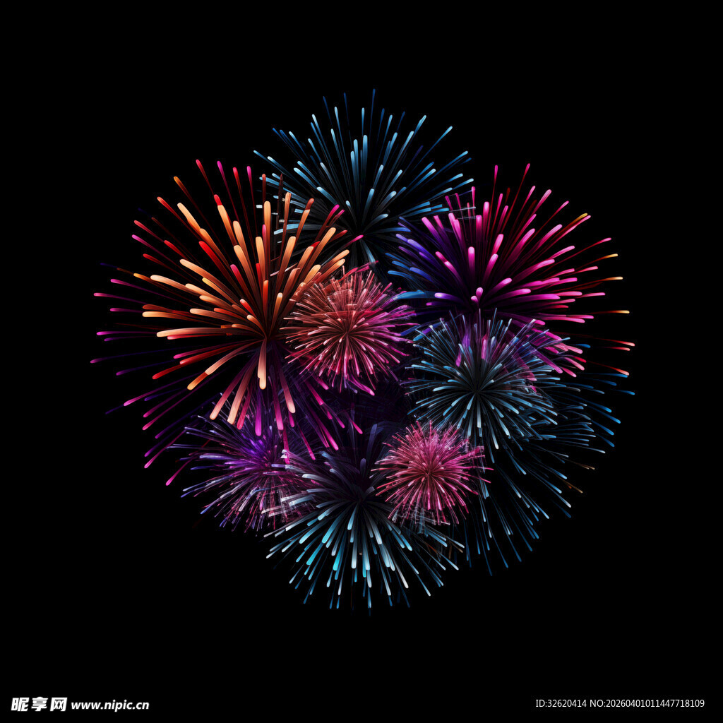 绚丽烟花绽放夜空