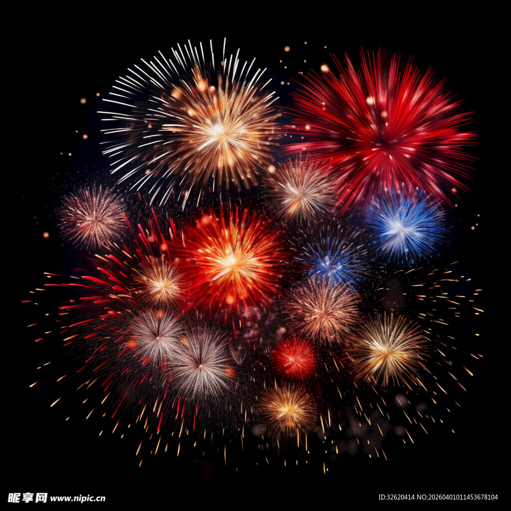 绚丽烟花夜空中绽放